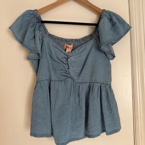 NWT Lone Star Blue Denim Flutter Babydoll top
Size M